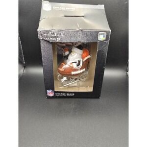 Hallmark Chicago Bears Santa Football Sleigh Black Box Xmas Ornament